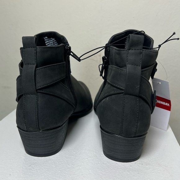 NWT UNIONBAY Tilly Black Buckle Side Zipper Short Heel Ankle Boots Sz 8.5 - Picture 9 of 10
